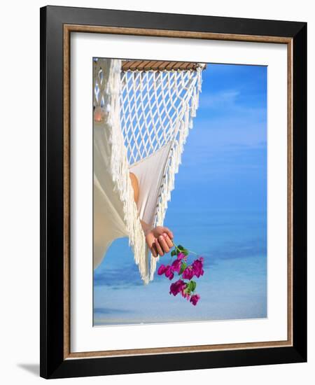 Woman on Hammock, Ari Atoll, White Sands Island-Angelo Cavalli-Framed Photographic Print