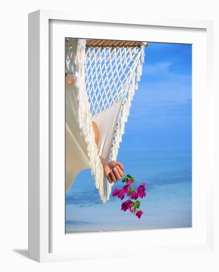 Woman on Hammock, Ari Atoll, White Sands Island-Angelo Cavalli-Framed Photographic Print