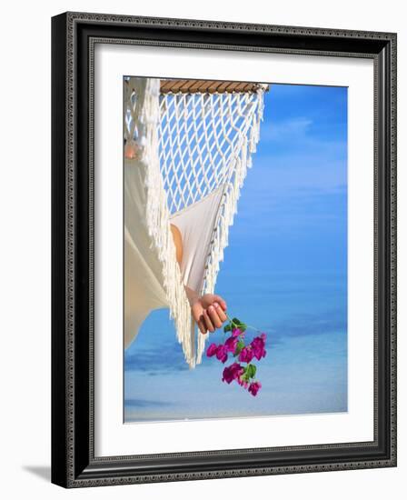 Woman on Hammock, Ari Atoll, White Sands Island-Angelo Cavalli-Framed Photographic Print