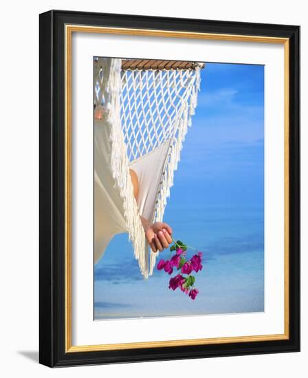 Woman on Hammock, Ari Atoll, White Sands Island-Angelo Cavalli-Framed Photographic Print