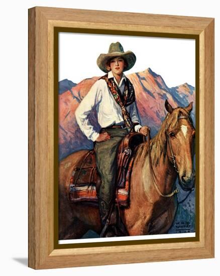 "Woman on Horse in Mountains,"October 6, 1928-William Henry Dethlef Koerner-Framed Premier Image Canvas