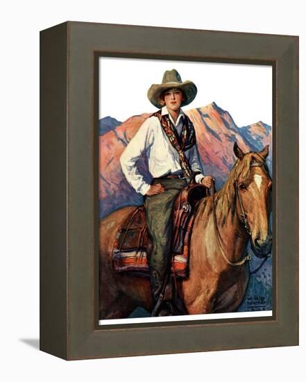 "Woman on Horse in Mountains,"October 6, 1928-William Henry Dethlef Koerner-Framed Premier Image Canvas