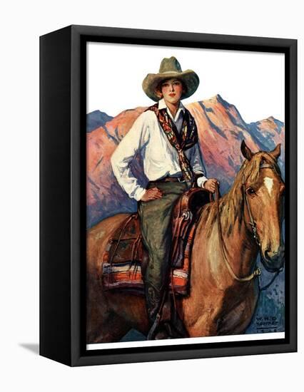 "Woman on Horse in Mountains,"October 6, 1928-William Henry Dethlef Koerner-Framed Premier Image Canvas