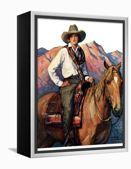 "Woman on Horse in Mountains,"October 6, 1928-William Henry Dethlef Koerner-Framed Premier Image Canvas