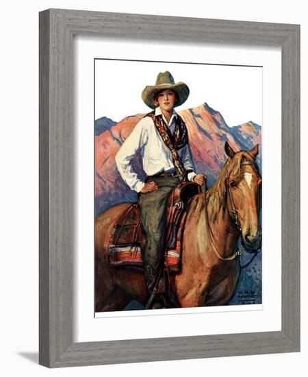 "Woman on Horse in Mountains,"October 6, 1928-William Henry Dethlef Koerner-Framed Giclee Print