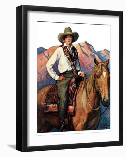 "Woman on Horse in Mountains,"October 6, 1928-William Henry Dethlef Koerner-Framed Giclee Print