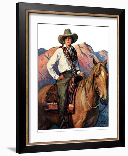 "Woman on Horse in Mountains,"October 6, 1928-William Henry Dethlef Koerner-Framed Giclee Print