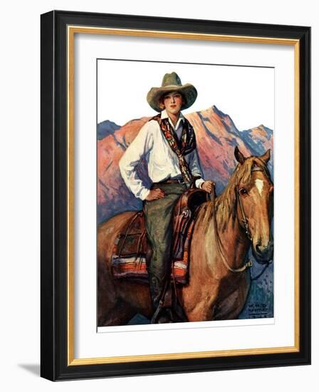 "Woman on Horse in Mountains,"October 6, 1928-William Henry Dethlef Koerner-Framed Giclee Print