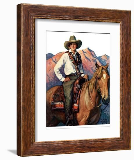 "Woman on Horse in Mountains,"October 6, 1928-William Henry Dethlef Koerner-Framed Giclee Print