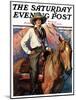 "Woman on Horse in Mountains," Saturday Evening Post Cover, October 6, 1928-William Henry Dethlef Koerner-Mounted Giclee Print