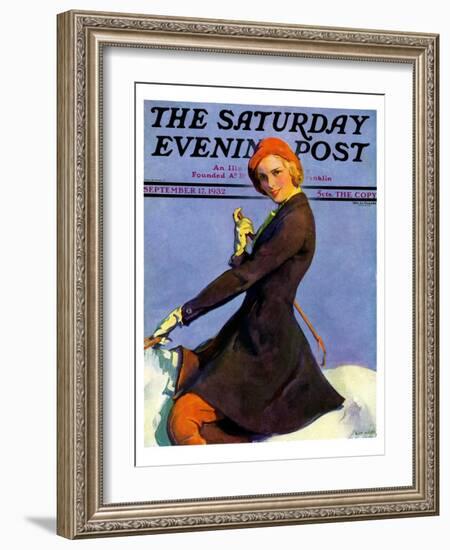 "Woman on Horseback," Saturday Evening Post Cover, September 17, 1932-Guy Hoff-Framed Giclee Print