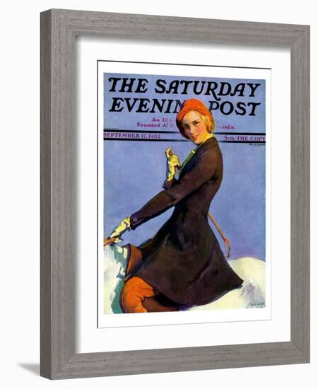 "Woman on Horseback," Saturday Evening Post Cover, September 17, 1932-Guy Hoff-Framed Giclee Print