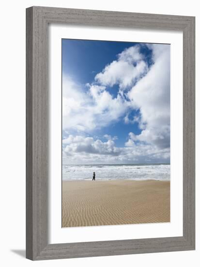 Woman On North Section Of Point Reyes National Seashore Walking On Beach-Shea Evans-Framed Photographic Print