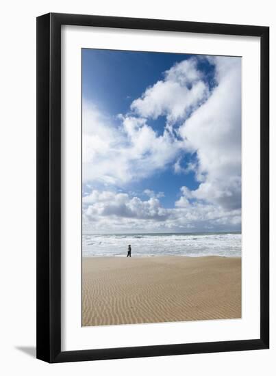 Woman On North Section Of Point Reyes National Seashore Walking On Beach-Shea Evans-Framed Photographic Print