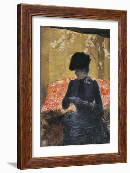 Woman on Red Sofa, 1876-1878-Giuseppe De Nittis-Framed Giclee Print