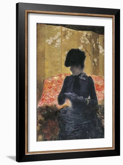 Woman on Red Sofa, 1876-1878-Giuseppe De Nittis-Framed Giclee Print