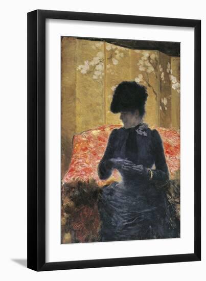 Woman on Red Sofa, 1876-1878-Giuseppe De Nittis-Framed Giclee Print