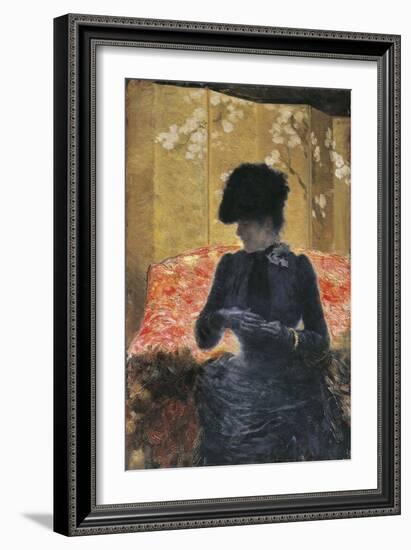 Woman on Red Sofa, 1876-1878-Giuseppe De Nittis-Framed Giclee Print