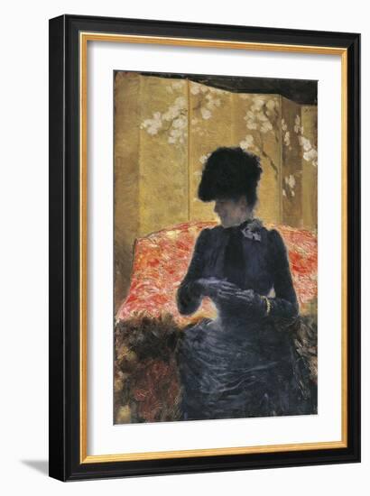 Woman on Red Sofa, 1876-1878-Giuseppe De Nittis-Framed Giclee Print