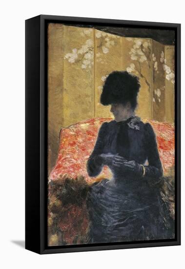 Woman on Red Sofa, 1876-1878-Giuseppe De Nittis-Framed Premier Image Canvas