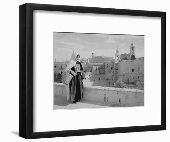 Woman on Roof Facing Church of the Nativity Photograph - Bethlehem, Palestine-Lantern Press-Framed Art Print