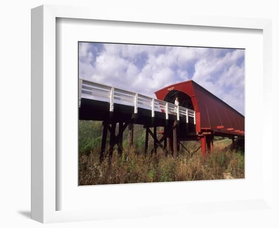 Woman on Roseman Bridge, Madison County, Iowa, USA-Bill Bachmann-Framed Photographic Print