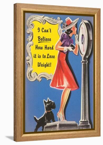 Woman on Scale with Scottie Dog-null-Framed Stretched Canvas