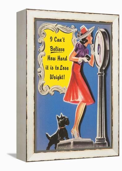 Woman on Scale with Scottie Dog-null-Framed Stretched Canvas