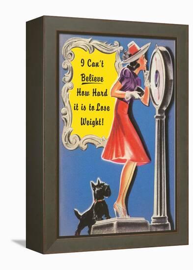 Woman on Scale with Scottie Dog-null-Framed Stretched Canvas