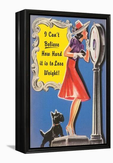 Woman on Scale with Scottie Dog-null-Framed Stretched Canvas