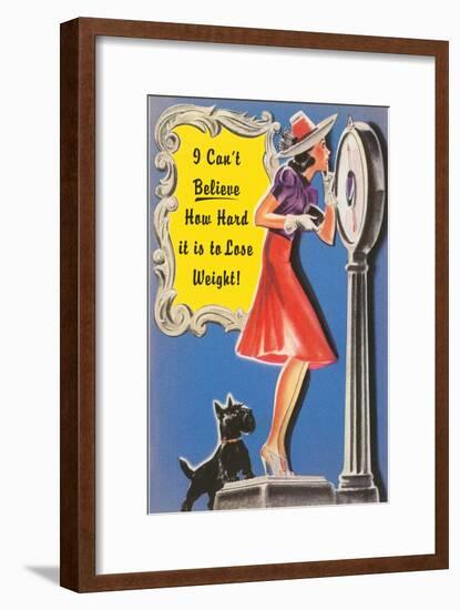 Woman on Scale with Scottie Dog-null-Framed Giclee Print