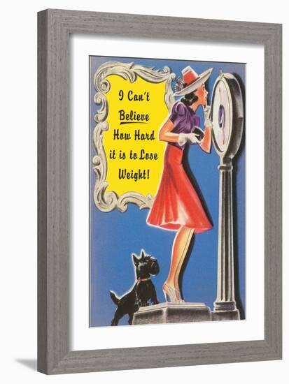 Woman on Scale with Scottie Dog-null-Framed Giclee Print