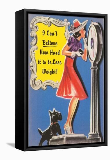 Woman on Scale with Scottie Dog-null-Framed Premier Image Canvas