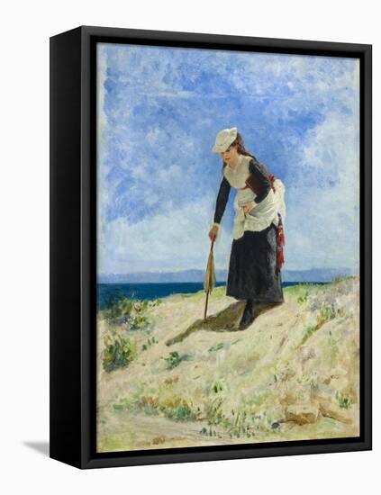 Woman on the beach, circa 1875-Giuseppe or Joseph de Nittis-Framed Premier Image Canvas