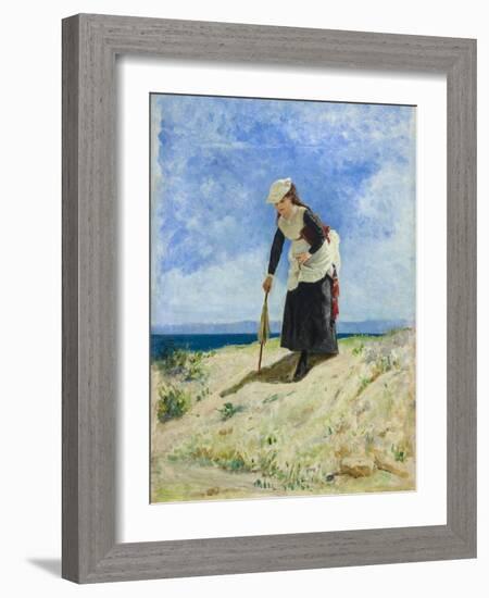 Woman on the beach, circa 1875-Giuseppe or Joseph de Nittis-Framed Giclee Print