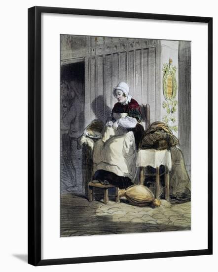 Woman Opening Oysters (Ecailliere), Print from the Women of Paris Series, France, 19th Century-null-Framed Giclee Print