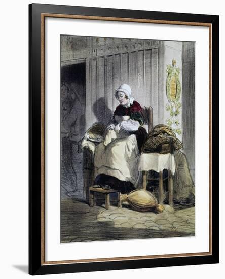 Woman Opening Oysters (Ecailliere), Print from the Women of Paris Series, France, 19th Century-null-Framed Giclee Print