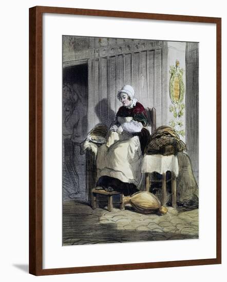 Woman Opening Oysters (Ecailliere), Print from the Women of Paris Series, France, 19th Century-null-Framed Giclee Print