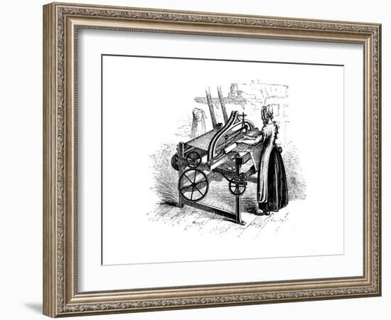 Woman Operating a Power Loom for Weaving Cotton, C1840-null-Framed Giclee Print