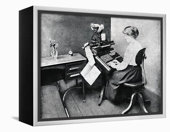 'Woman Operator on Monotype Keyboard', 1917-Unknown-Framed Premier Image Canvas