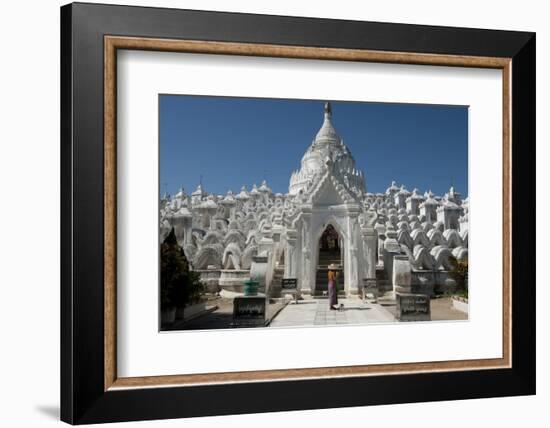 Woman Outside Hsinbyume (Or Myatheindan) Pagoda, Mingun, Myanmar (Burma)-Annie Owen-Framed Photographic Print