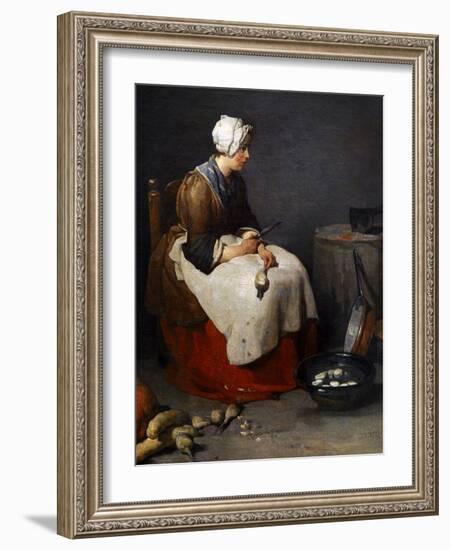 Woman Peeling Turnips, Ca. 1740-null-Framed Giclee Print