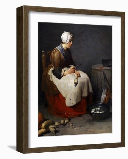 Woman Peeling Turnips, Ca. 1740-null-Framed Giclee Print