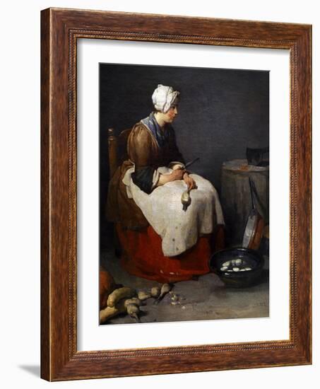 Woman Peeling Turnips, Ca. 1740-null-Framed Giclee Print