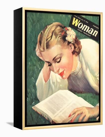Woman, People Reading Books, Women Magazine, UK, 1942-null-Framed Premier Image Canvas