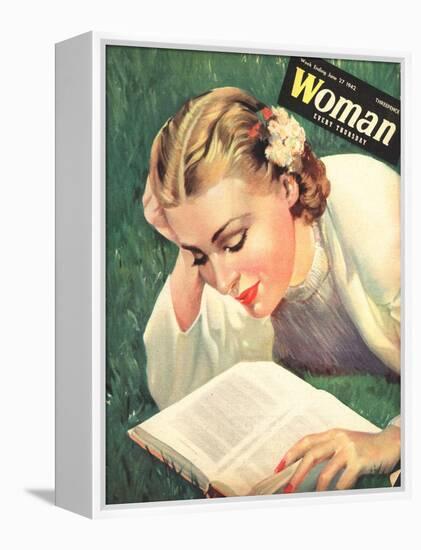 Woman, People Reading Books, Women Magazine, UK, 1942-null-Framed Premier Image Canvas