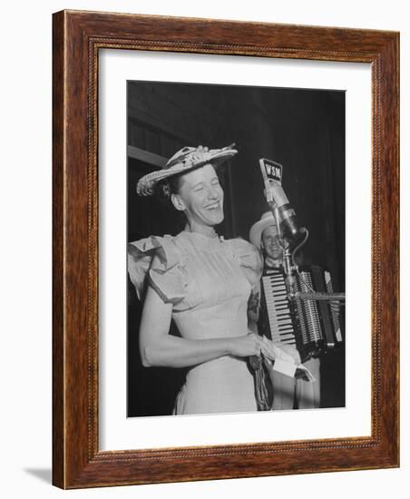 Woman Performing Onstage at the Grand Ole Opry-Ed Clark-Framed Photographic Print