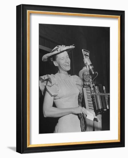Woman Performing Onstage at the Grand Ole Opry-Ed Clark-Framed Photographic Print