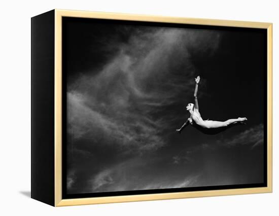 Woman Performing Swan Dive-Bettmann-Framed Premier Image Canvas