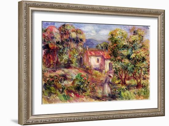 Woman Picking Flowers in the Garden of Les Colettes at Cagnes, 1912-Pierre-Auguste Renoir-Framed Giclee Print